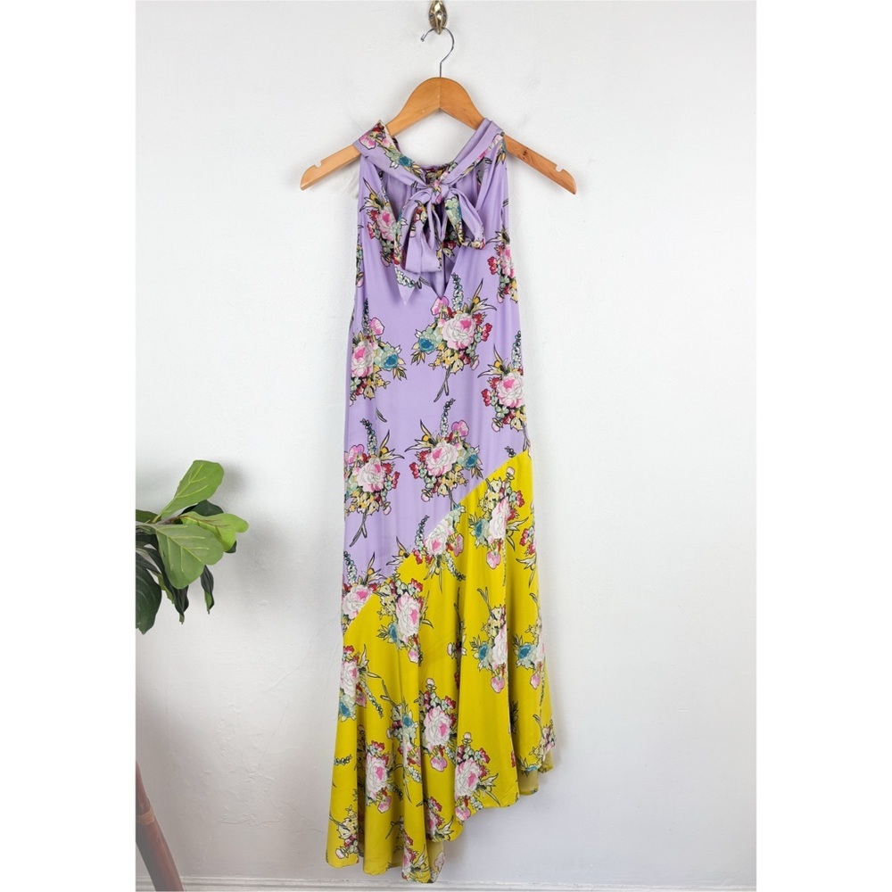 Anthropologie Silk Halter Floral Midi Dress Sz 1X - Picture 4 of 13